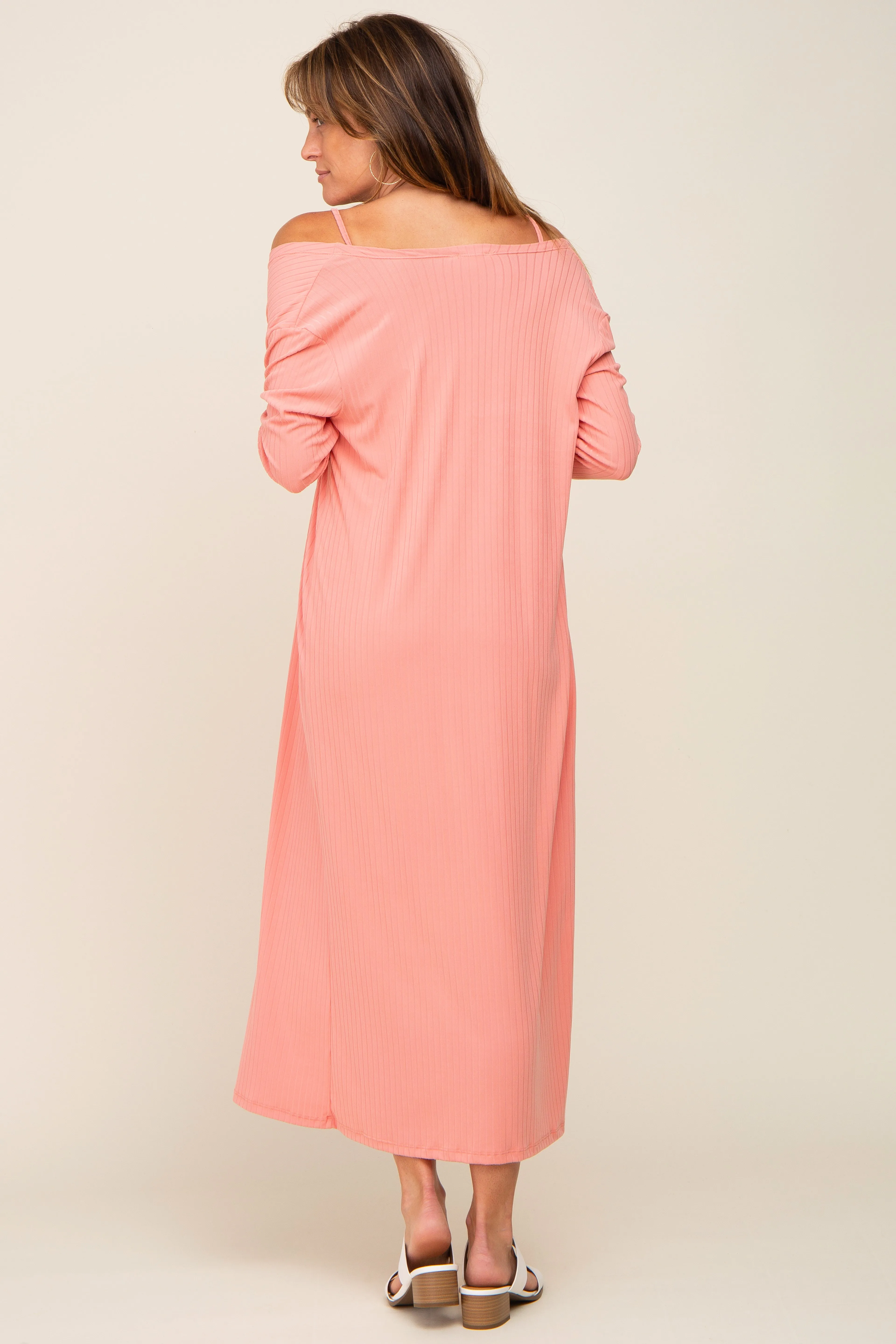 Peach Ribbed Cardigan 2 Piece Set sold by Pinkblush product image thumbnail 3