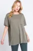 Olive Mineral Wash Front Pocket Short Sleeve Maternity T-Shirt sold by Pinkblush