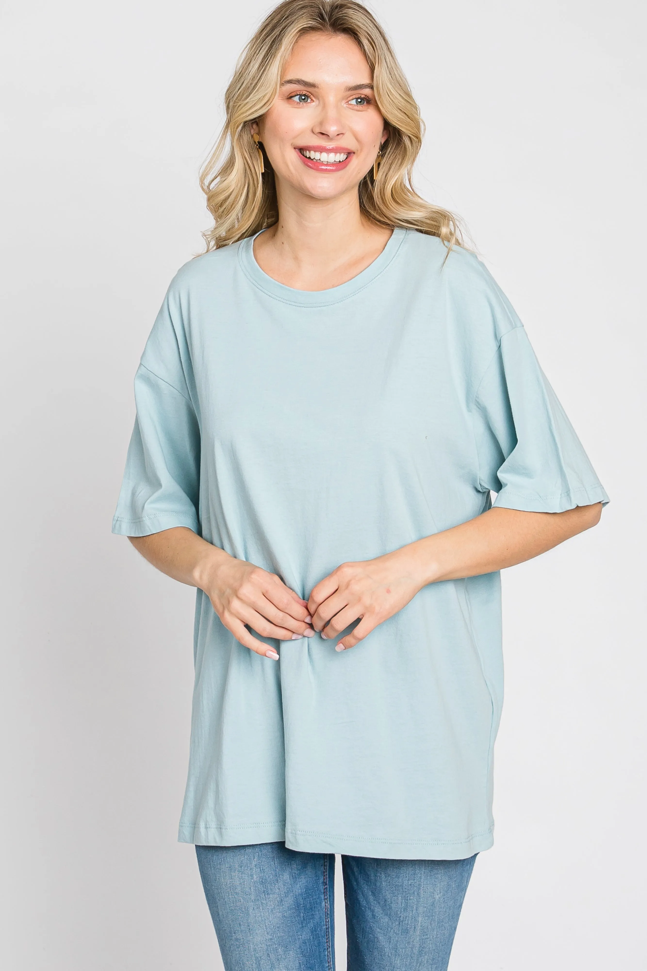 Light Blue Basic Oversized Tee sold by Pinkblush product image thumbnail 4