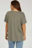 Olive Mineral Wash Front Pocket Short Sleeve Maternity T-Shirt sold by Pinkblush