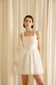 White Floral Monochromatic Floral Mini Dress sold by Pinkblush