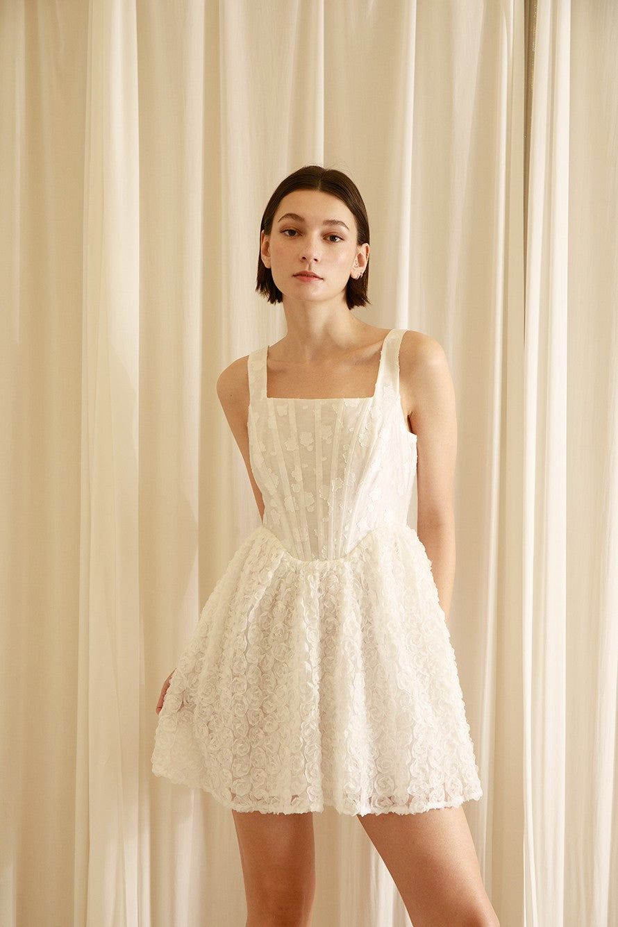 White Floral Monochromatic Floral Mini Dress sold by Pinkblush product image thumbnail 3