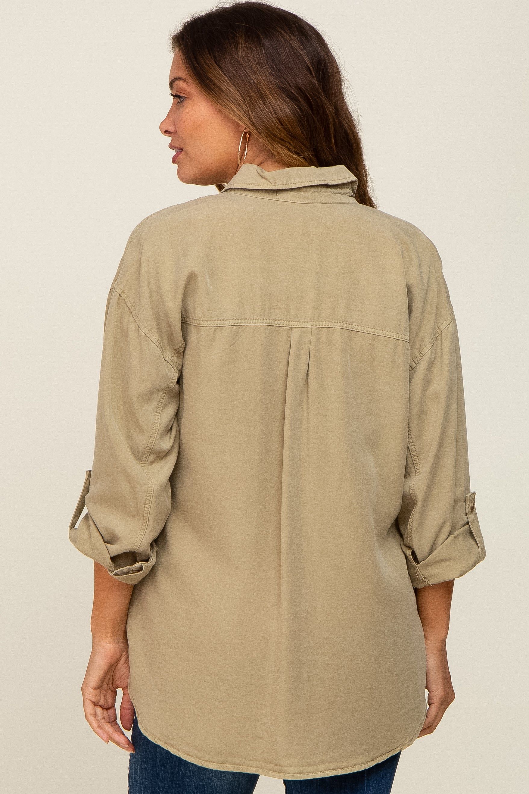 Olive Button Down Maternity Top sold by Pinkblush product image thumbnail 3