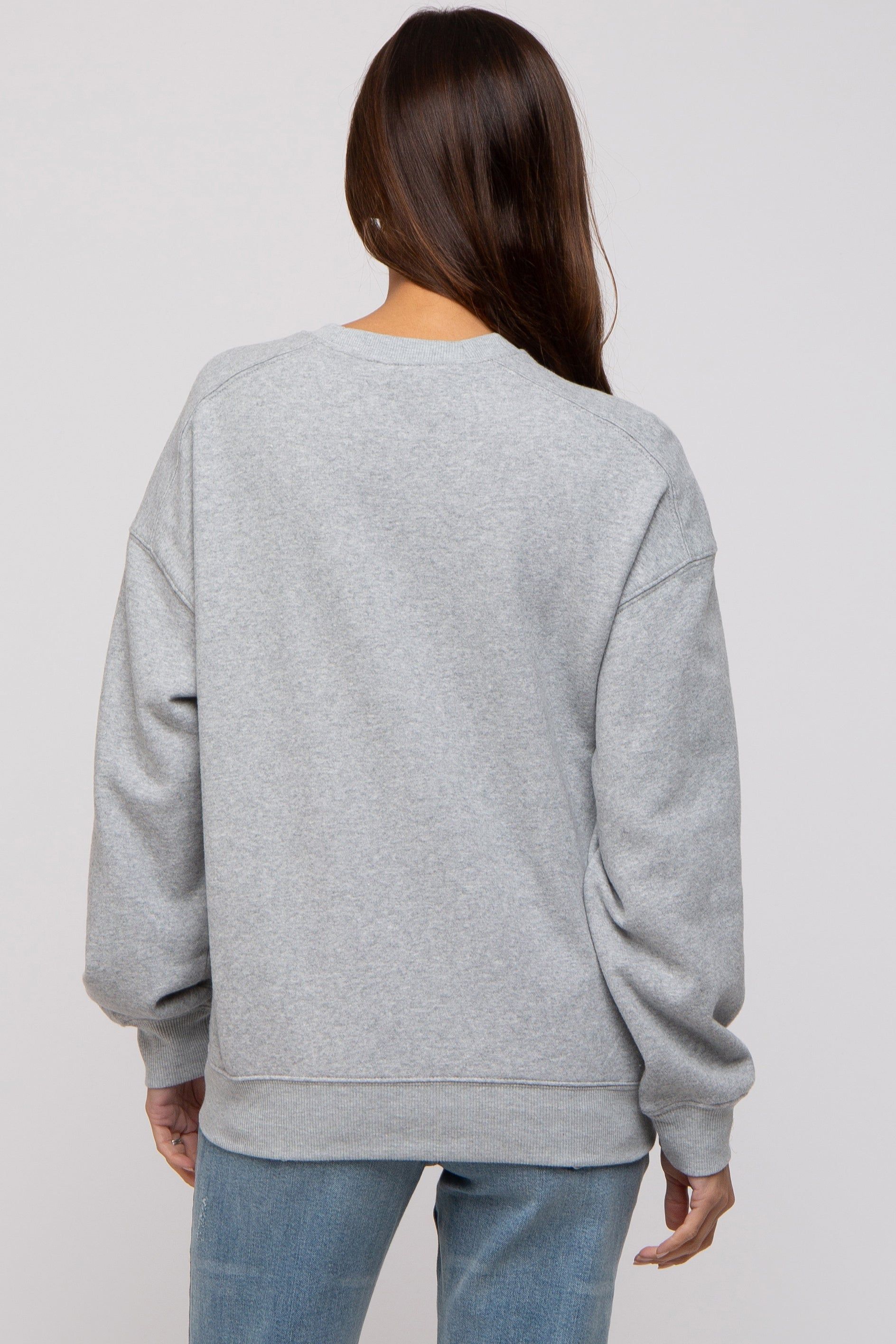 Heather Grey Basic Fleece Maternity Sweatshirt sold by Pinkblush product image thumbnail 3