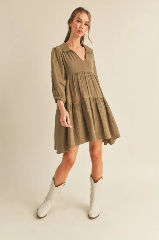 Ash Olive Cotton Shirts Mini Dress sold by Pinkblush