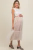 White Lace Contrast Tulle Maternity Maxi Dress sold by Pinkblush