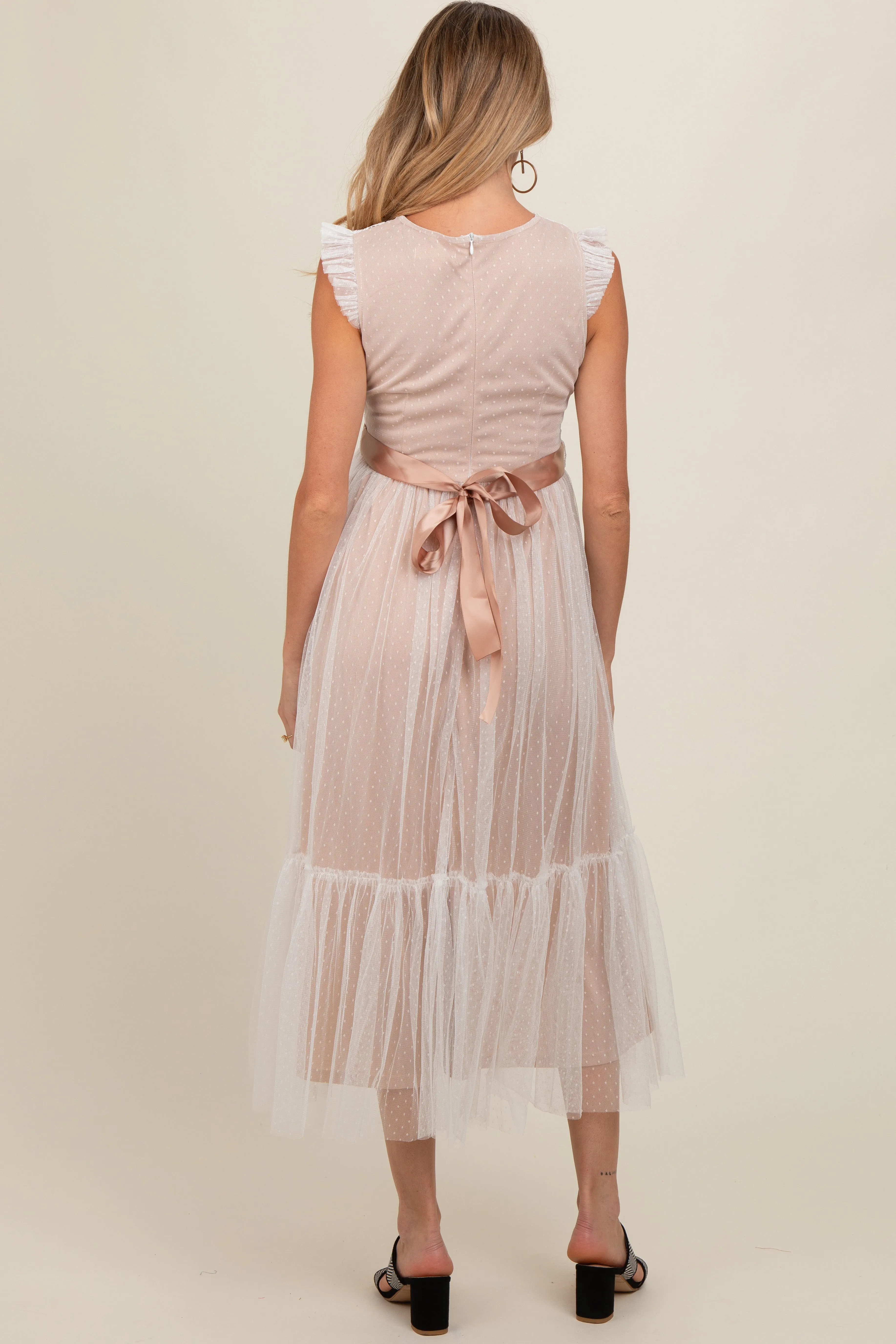 White Lace Contrast Tulle Maternity Maxi Dress sold by Pinkblush product image thumbnail 4