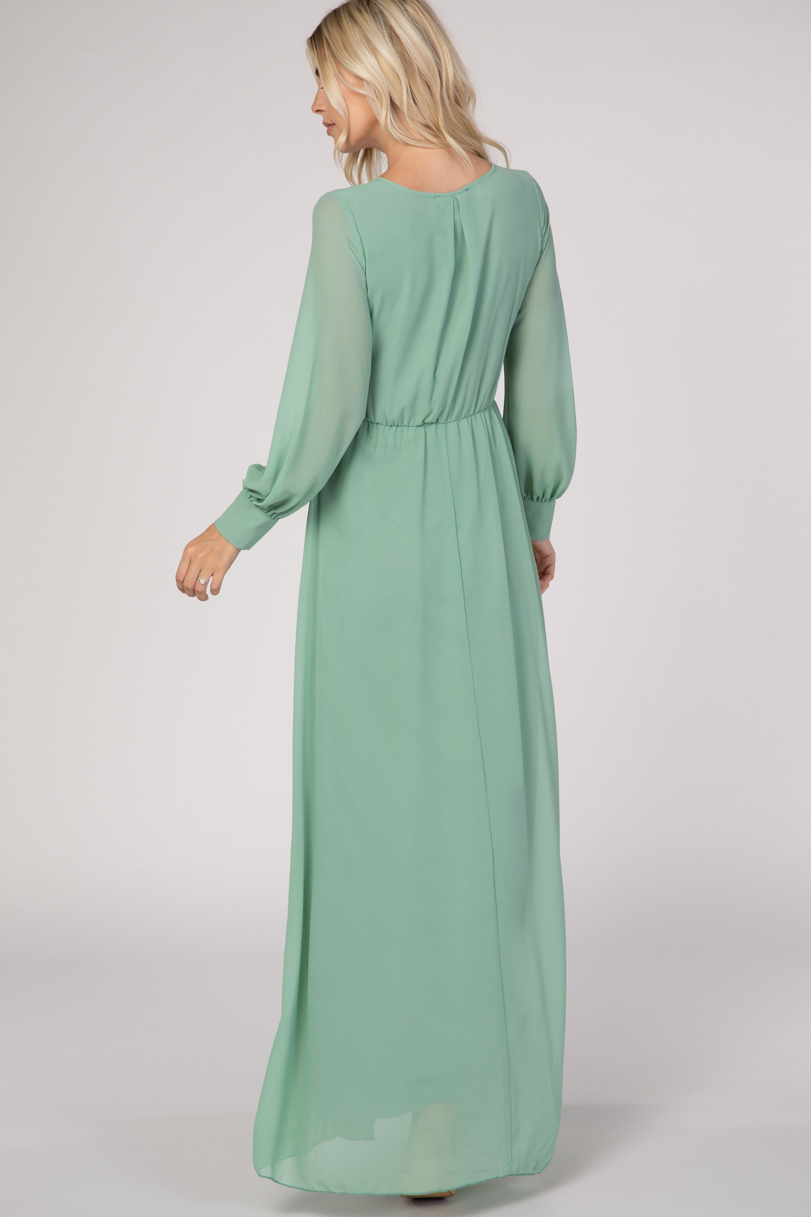 Mint Green Chiffon Maxi Dress sold by Pinkblush product image thumbnail 3