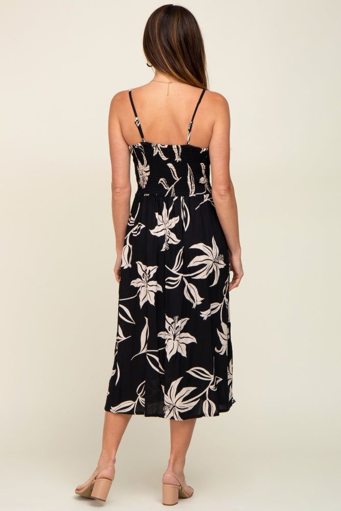 Black Floral Front Twist Midi Dress sold by Pinkblush product image thumbnail 3