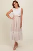White Lace Contrast Tulle Maternity Maxi Dress sold by Pinkblush