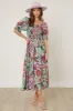 Mint Green Floral Puff Sleeve Maternity Maxi Dress sold by Pinkblush