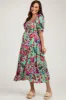 Mint Green Floral Puff Sleeve Maternity Maxi Dress sold by Pinkblush