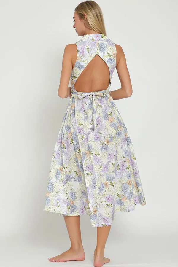 White Light Blue Sleeveless Collar & Button Down Tie Back Midi sold by Pinkblush product image thumbnail 4