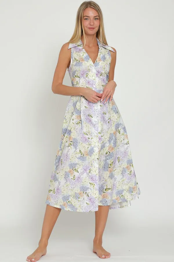 White Light Blue Sleeveless Collar & Button Down Tie Back Midi sold by Pinkblush