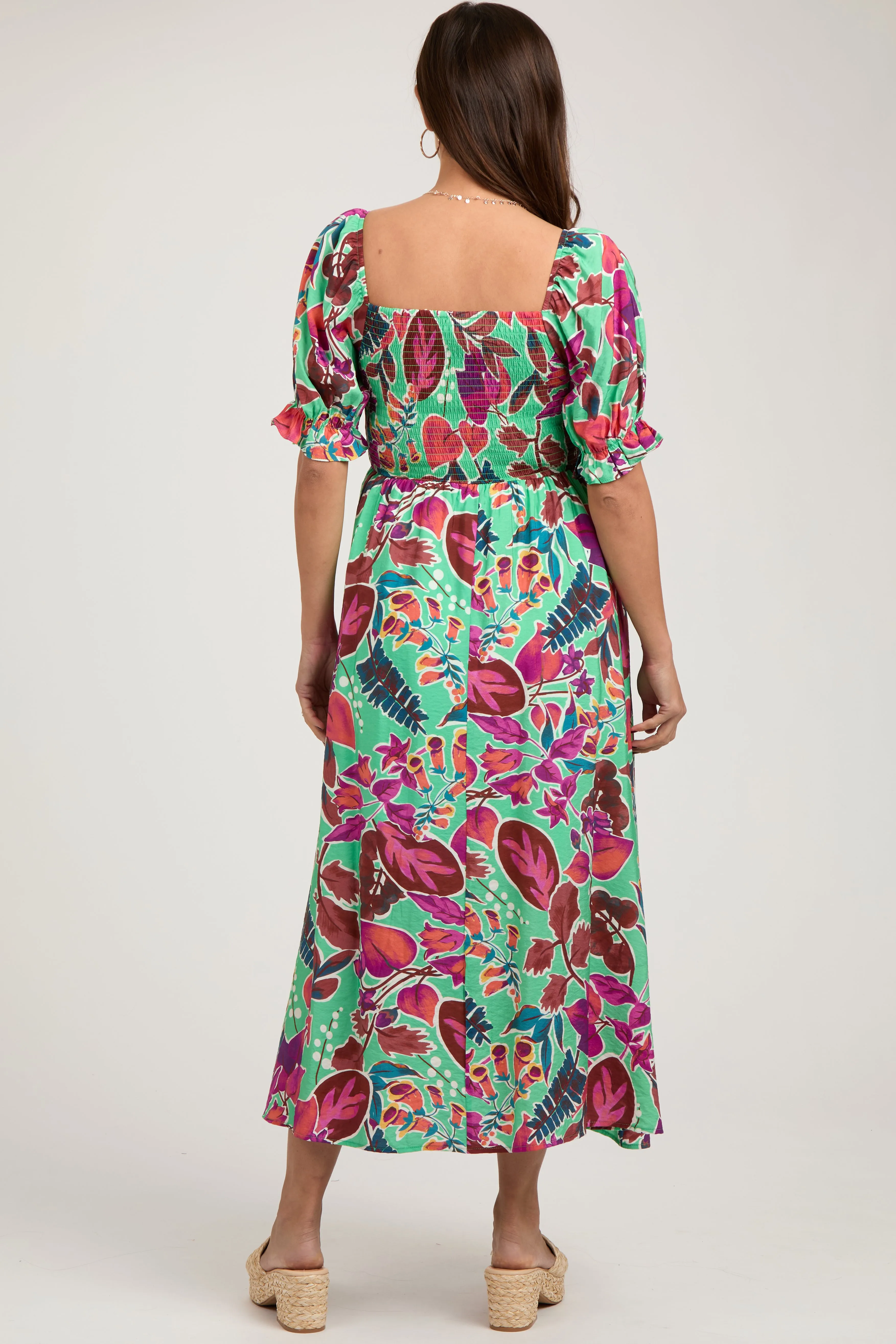 Mint Green Floral Puff Sleeve Maternity Maxi Dress sold by Pinkblush product image thumbnail 4