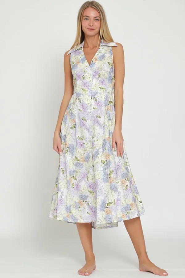 White Light Blue Sleeveless Collar & Button Down Tie Back Midi sold by Pinkblush product image thumbnail 2