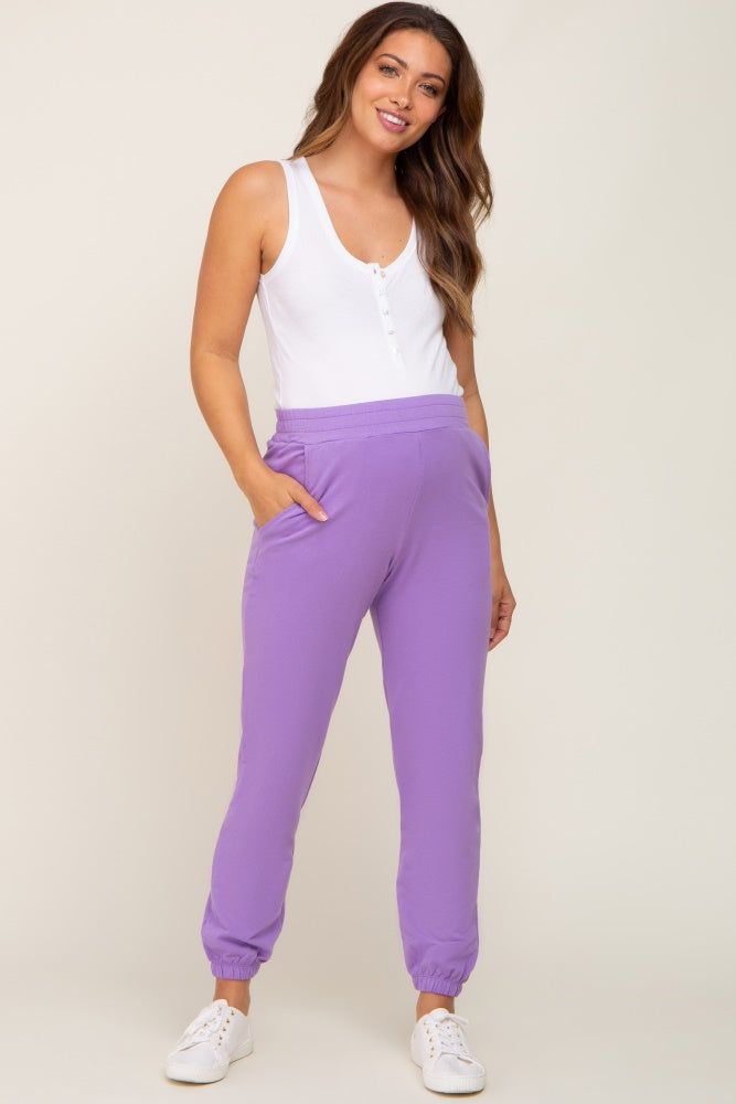Lavender Basic Pocketed Maternity Sweatpants sold by Pinkblush product image thumbnail 5