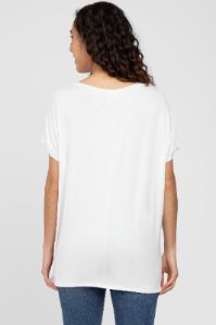 Ivory V-Neck Oversized Short Sleeve Top sold by Pinkblush