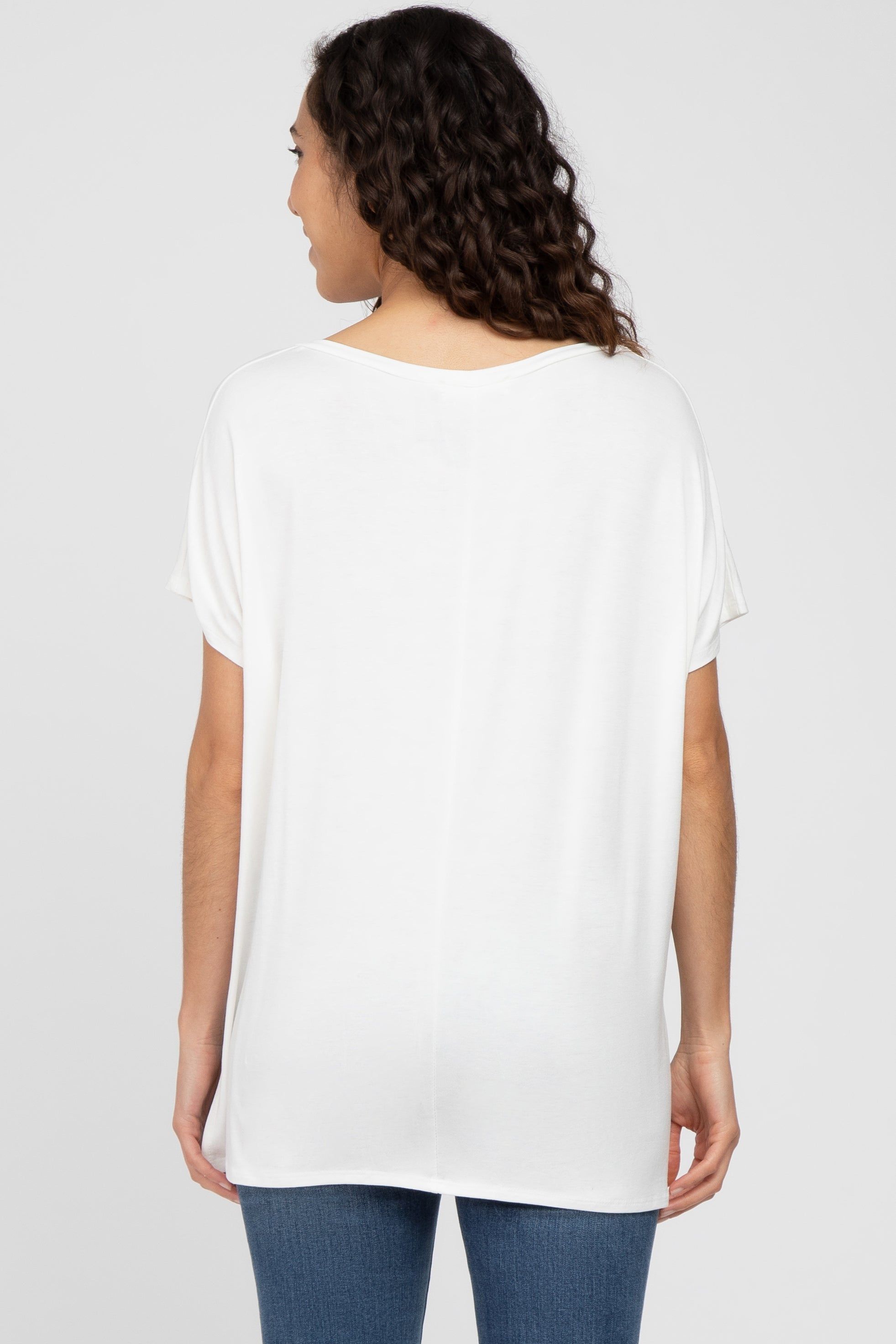 Ivory V-Neck Oversized Short Sleeve Top sold by Pinkblush product image thumbnail 3