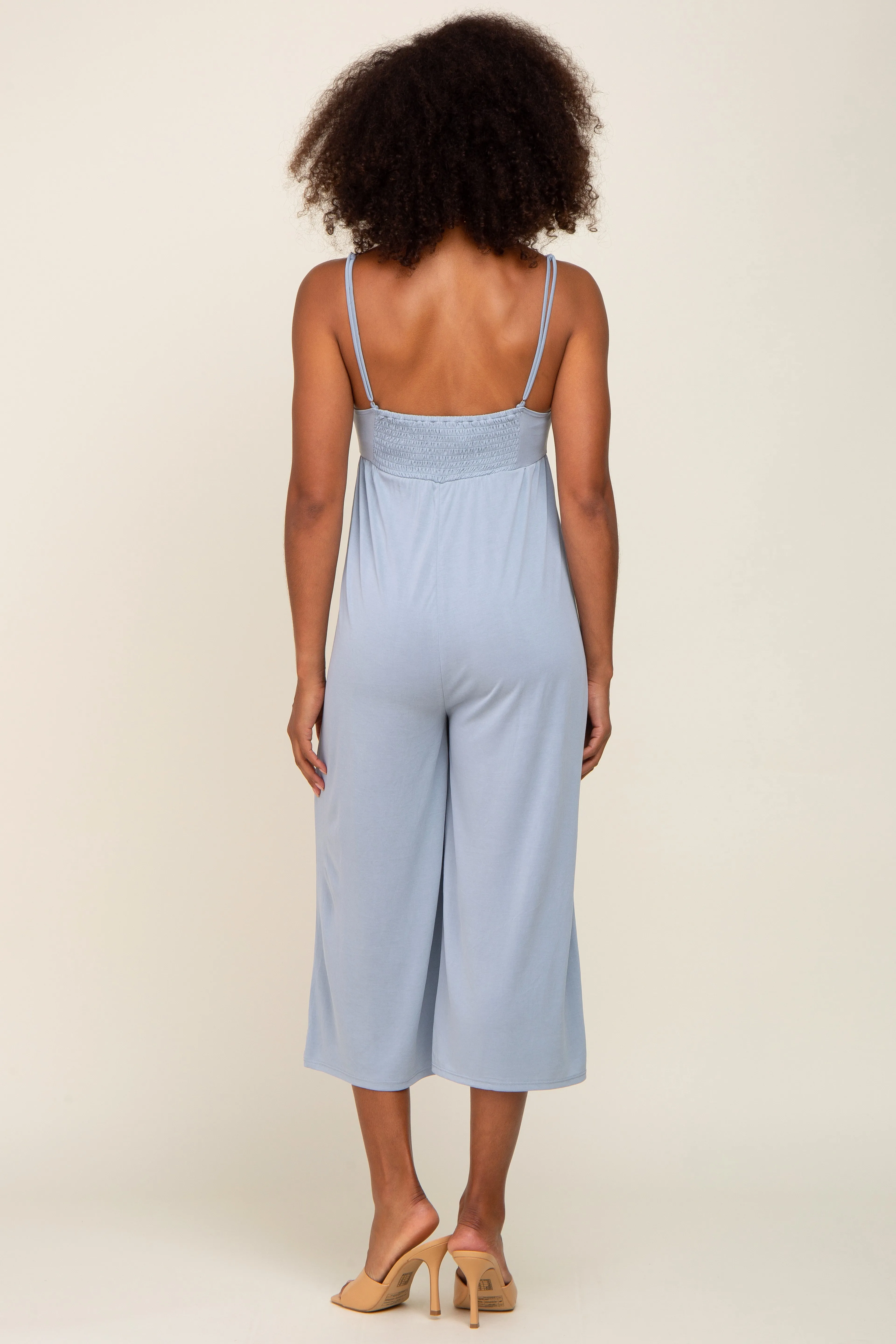Light Blue Sleeveless Cropped Jumpsuit sold by Pinkblush product image thumbnail 4