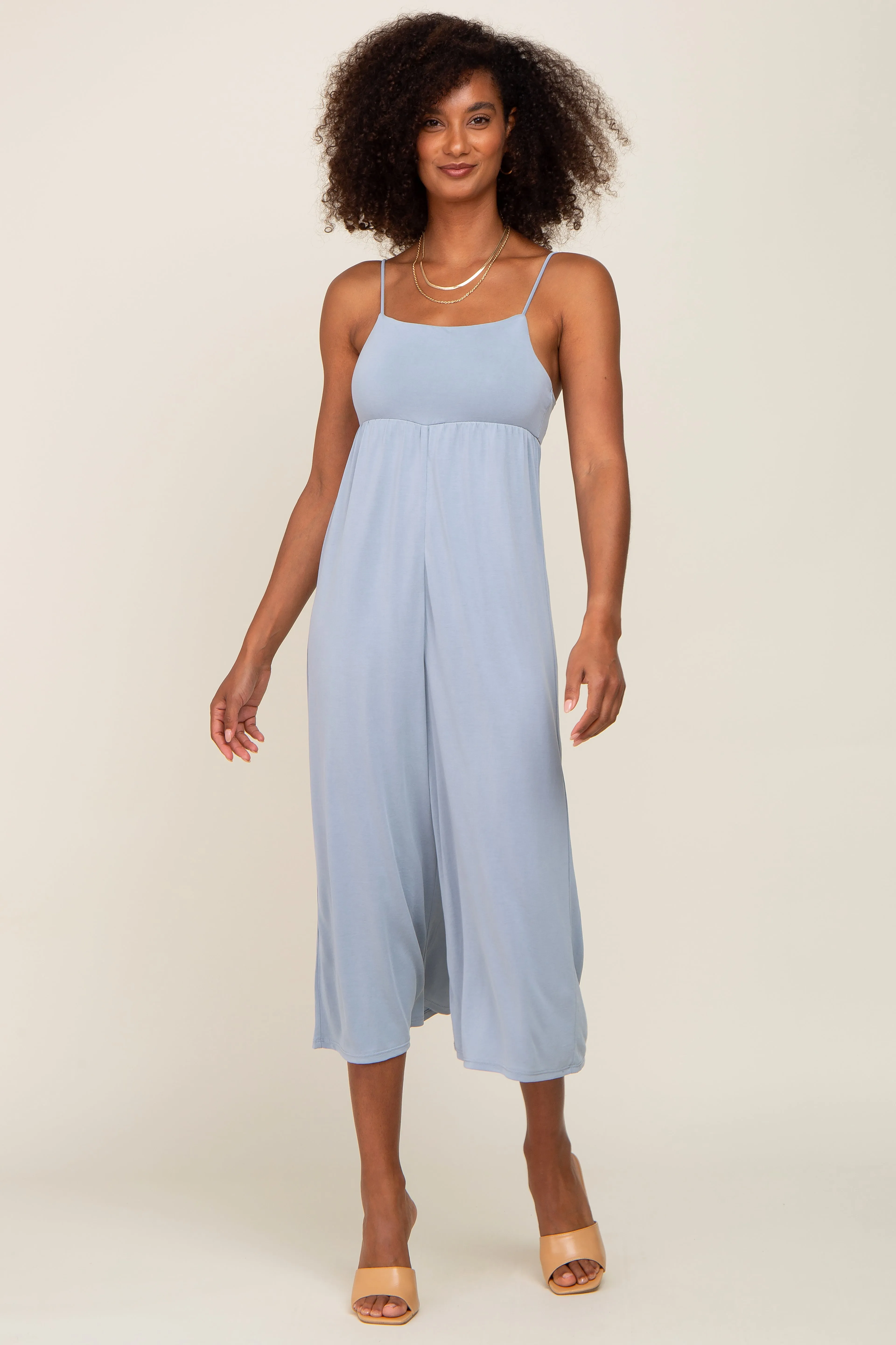 Light Blue Sleeveless Cropped Jumpsuit sold by Pinkblush product image thumbnail 2
