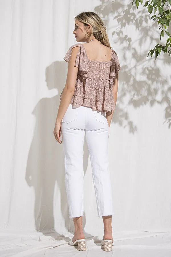 Dusty Rose Floral Tier Ruffled Top sold by Pinkblush product image thumbnail 5