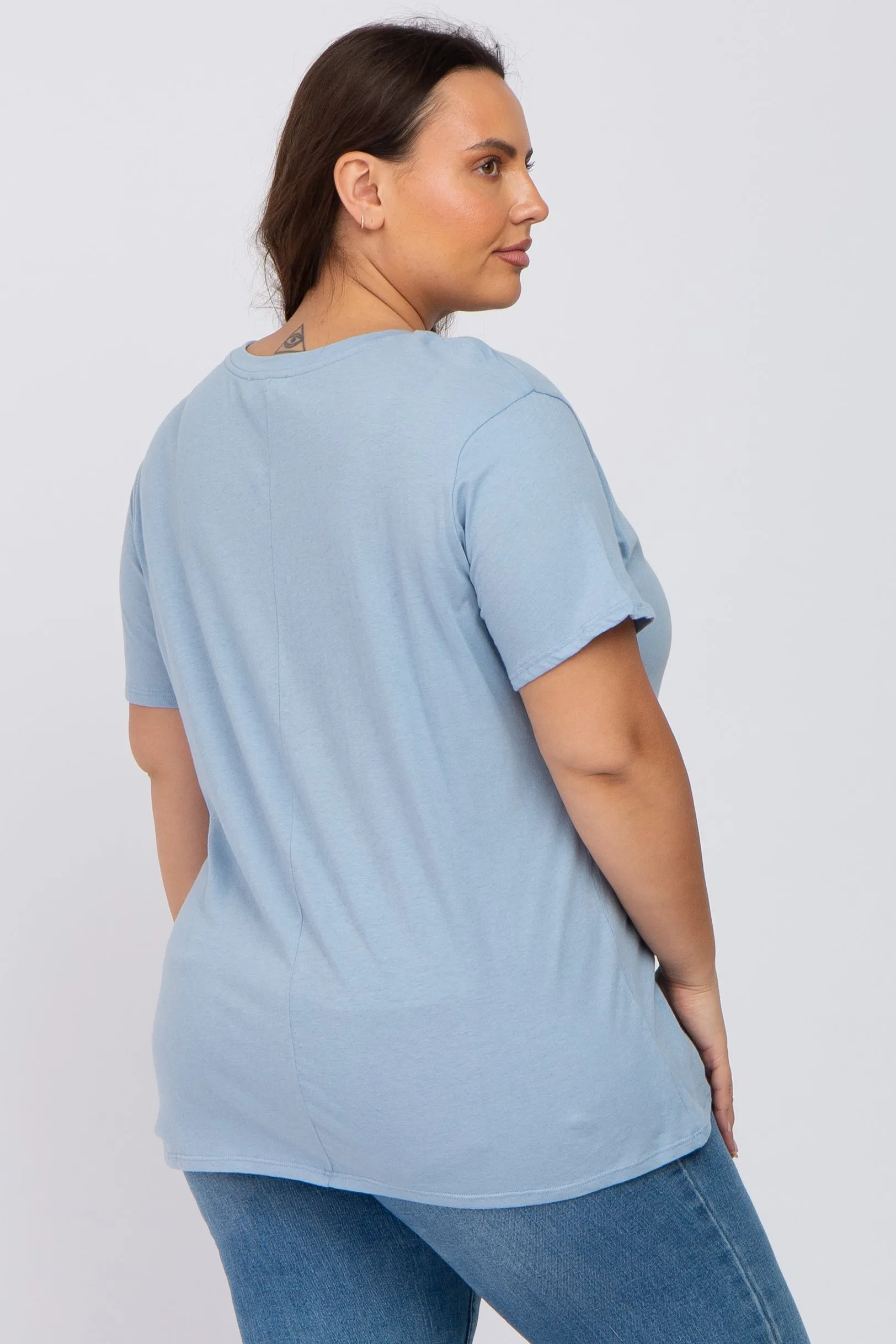 Blue Solid Short Sleeve Plus Top sold by Pinkblush product image thumbnail 3
