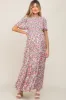 Black Floral Smocked Tiered Maternity Maxi Dress sold by Pinkblush