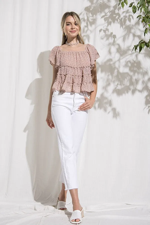 Dusty Rose Floral Tier Ruffled Top sold by Pinkblush product image thumbnail 3