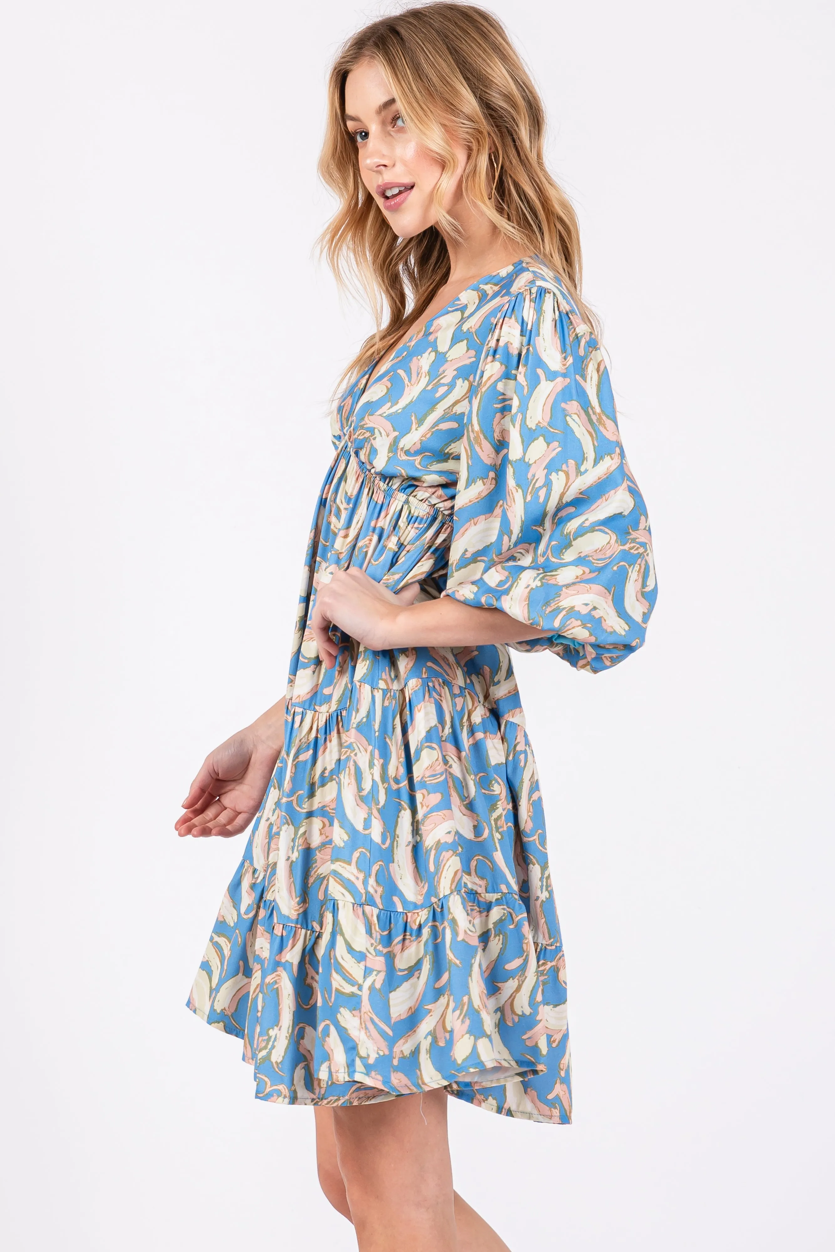 Blue Printed Tiered Sweetheart Dress sold by Pinkblush product image thumbnail 2