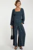 Dark Teal Floral Smocked Wide Leg Maternity Jumpsuit sold by Pinkblush