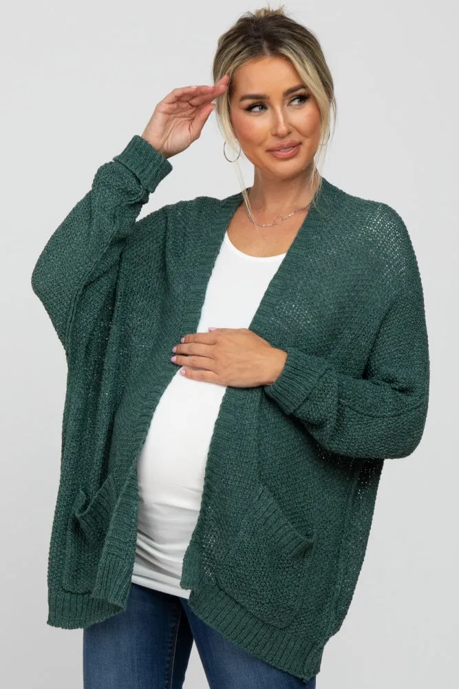 Forest Green Cuff Sleeve Maternity Cardigan sold by Pinkblush