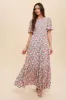 Black Floral Smocked Tiered Maternity Maxi Dress sold by Pinkblush