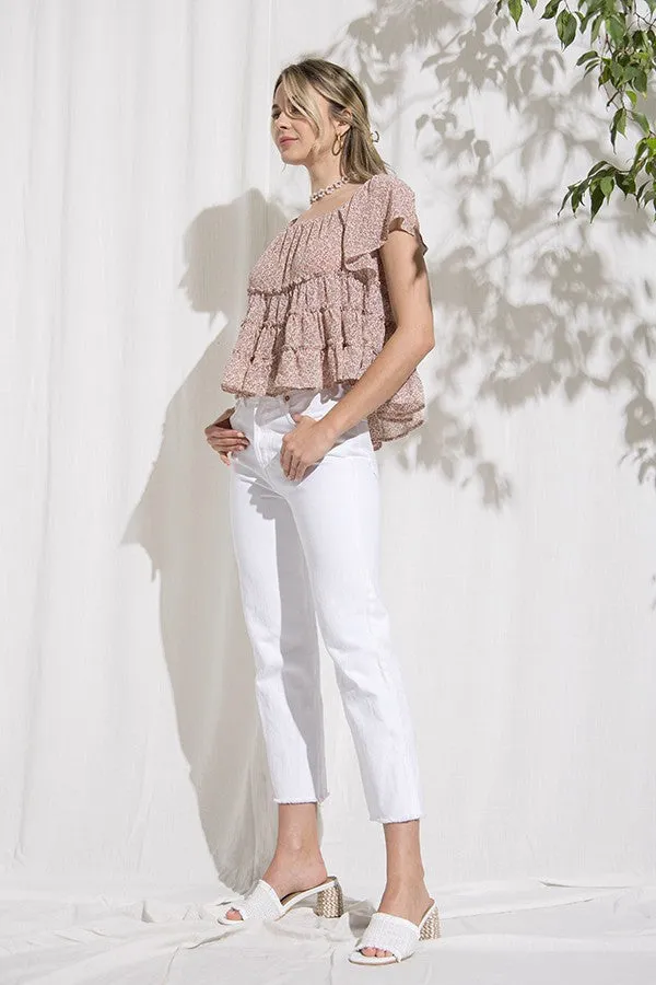 Dusty Rose Floral Tier Ruffled Top sold by Pinkblush product image thumbnail 4