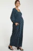 Dark Teal Floral Smocked Wide Leg Maternity Jumpsuit sold by Pinkblush