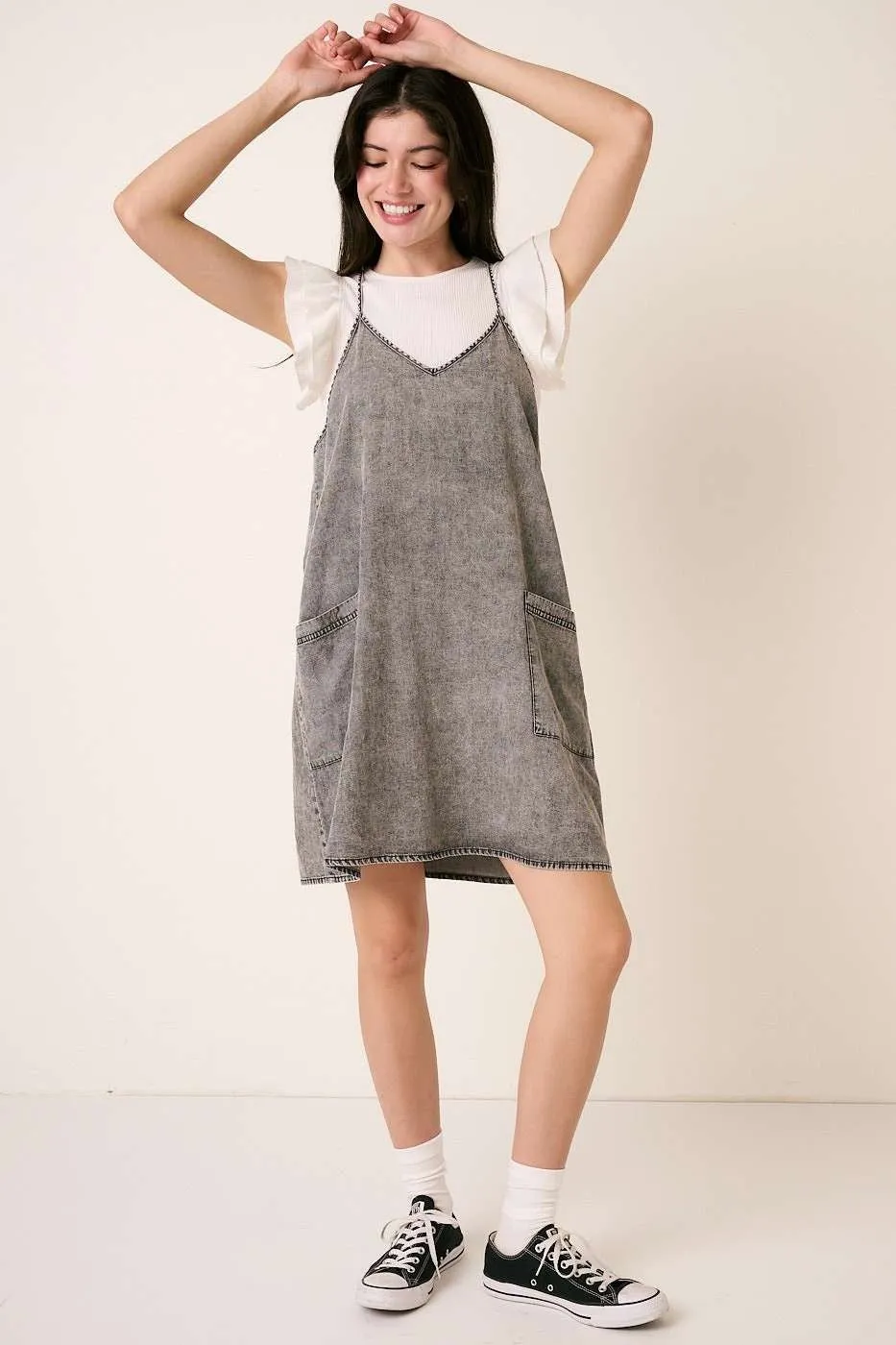 Charcoal Chambray Front Pocket Maternity Dress sold by Pinkblush product image thumbnail 4