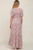 Black Floral Smocked Tiered Maternity Maxi Dress sold by Pinkblush
