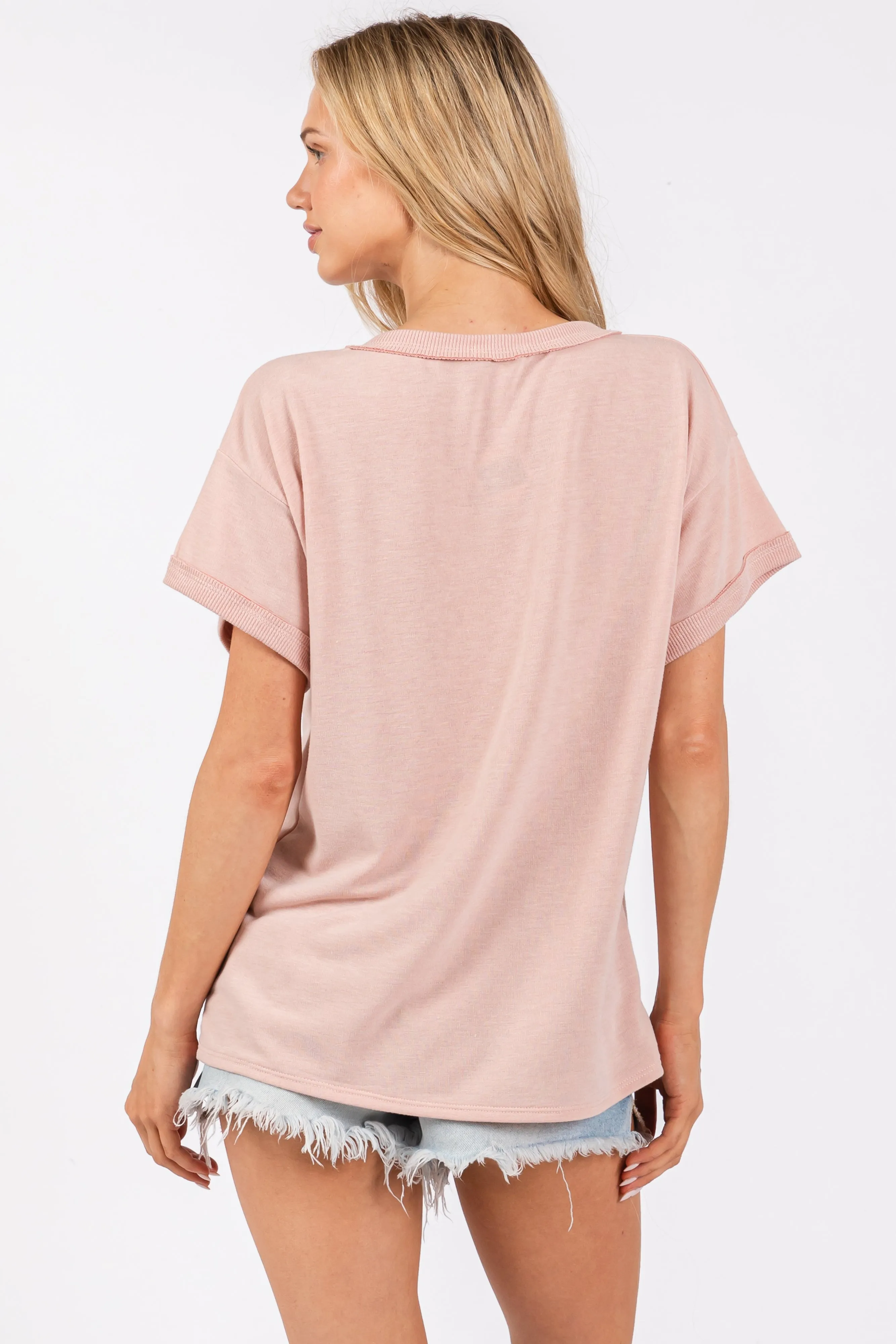 Light Pink Front Pocket Short Sleeve Top sold by Pinkblush product image thumbnail 3