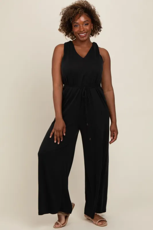 Black Racerback Wide Leg Jumpsuit sold by Pinkblush