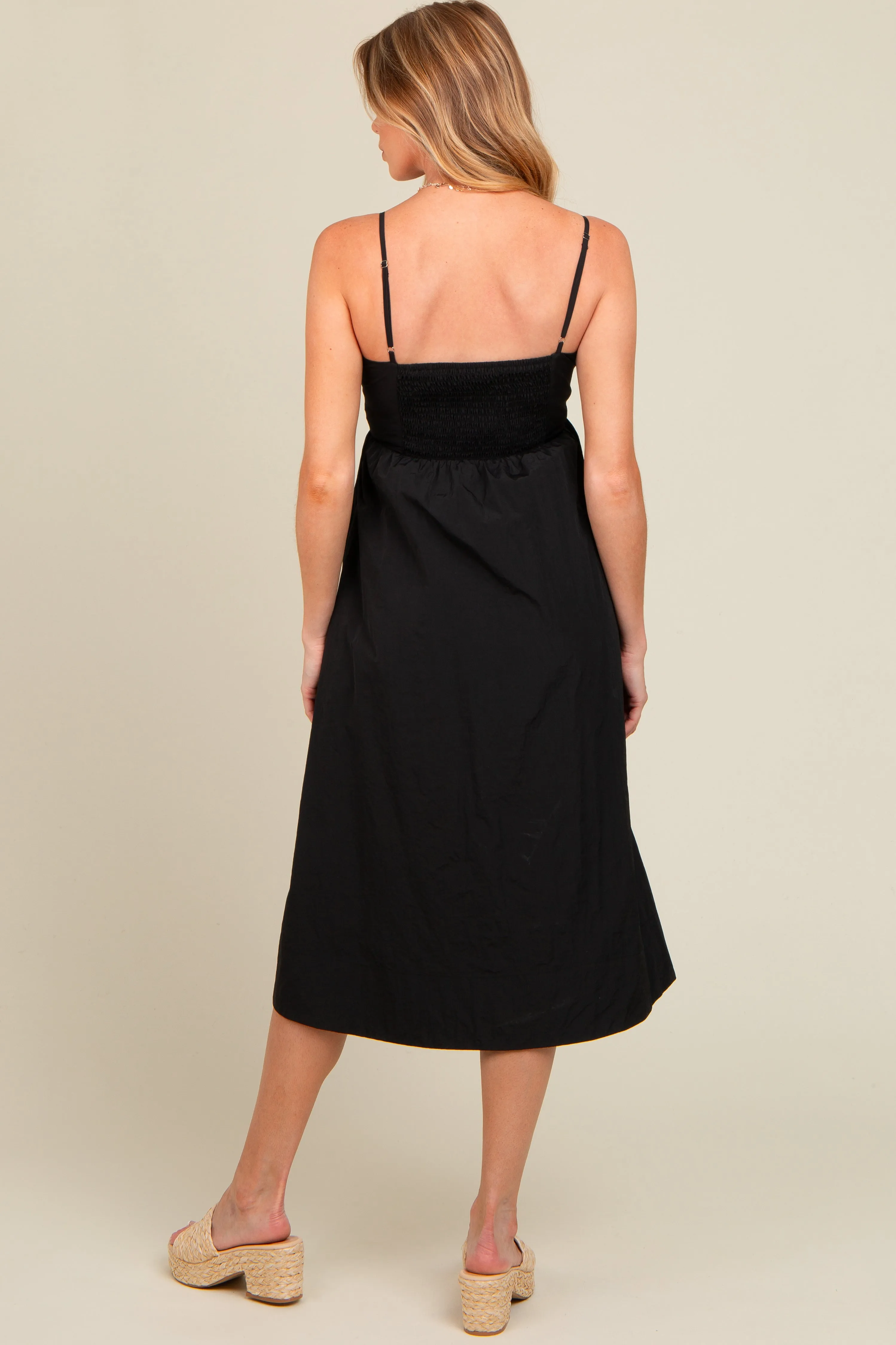 Black Sleeveless Button Down Maternity Midi Dress sold by Pinkblush product image thumbnail 3