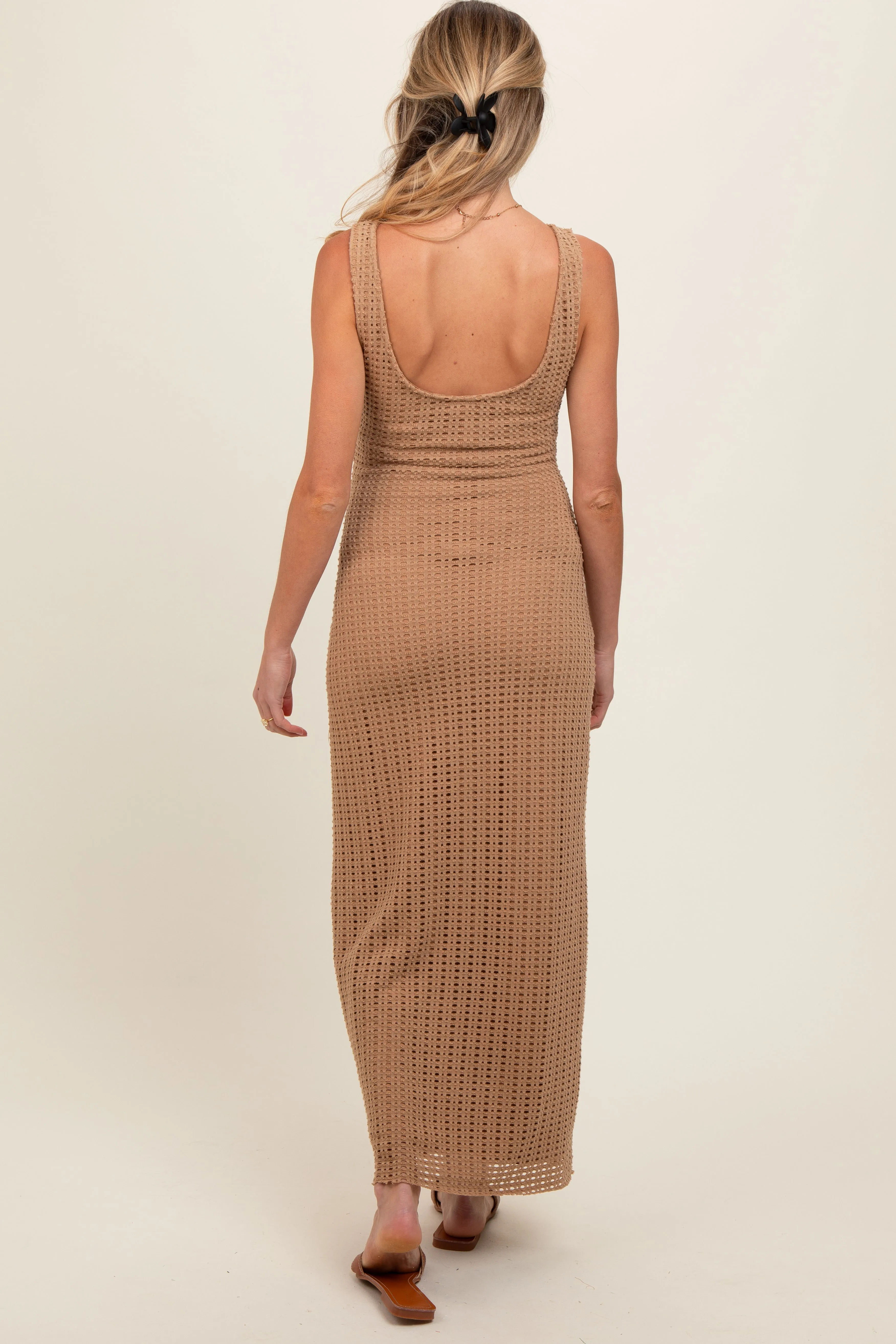 Taupe Fish Net Knit Maternity Dress sold by Pinkblush product image thumbnail 4