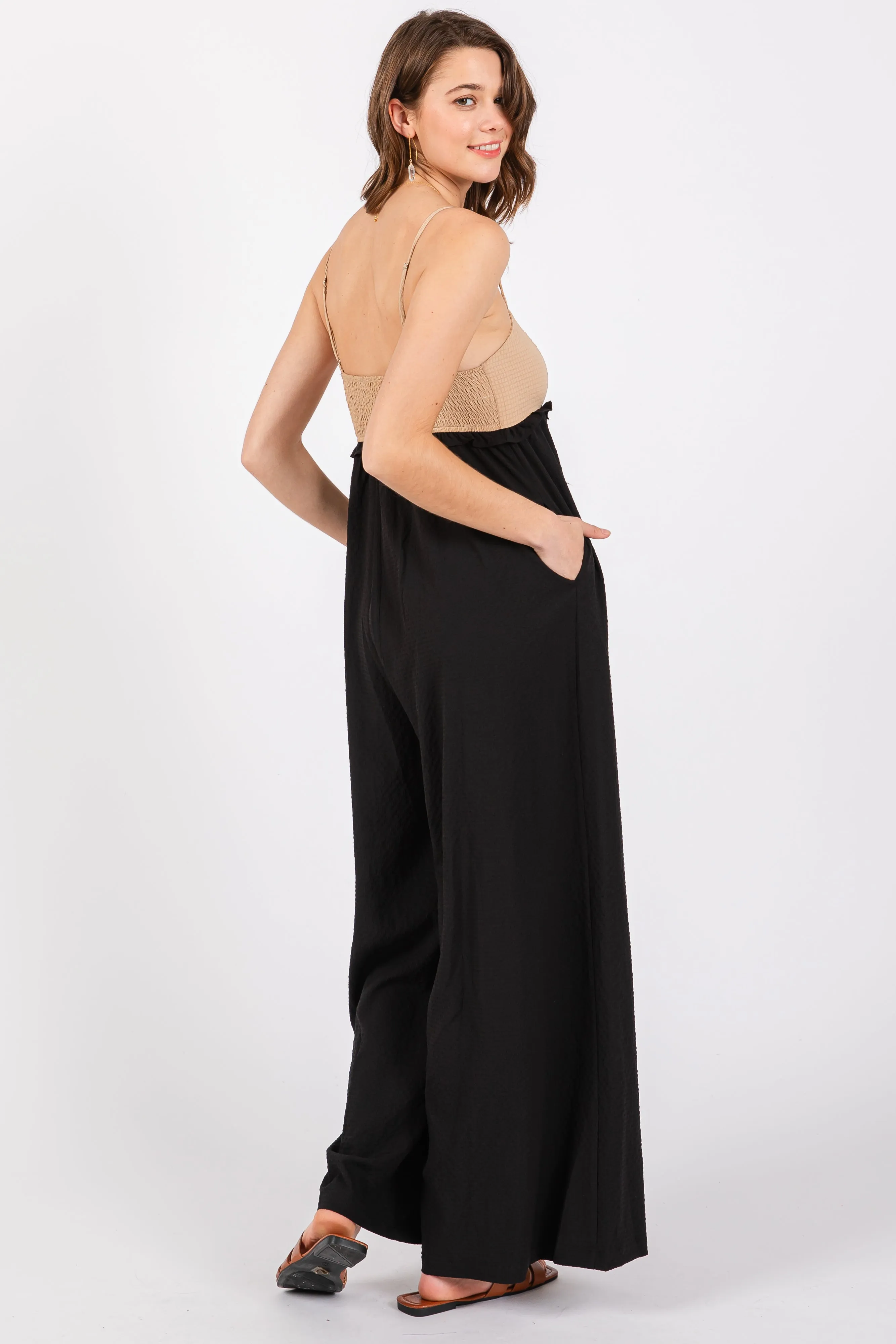 Taupe Colorblock Sleeveless Jumpsuit sold by Pinkblush product image thumbnail 3