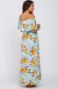 Light Blue Floral Off Shoulder Maternity Maxi Dress sold by Pinkblush