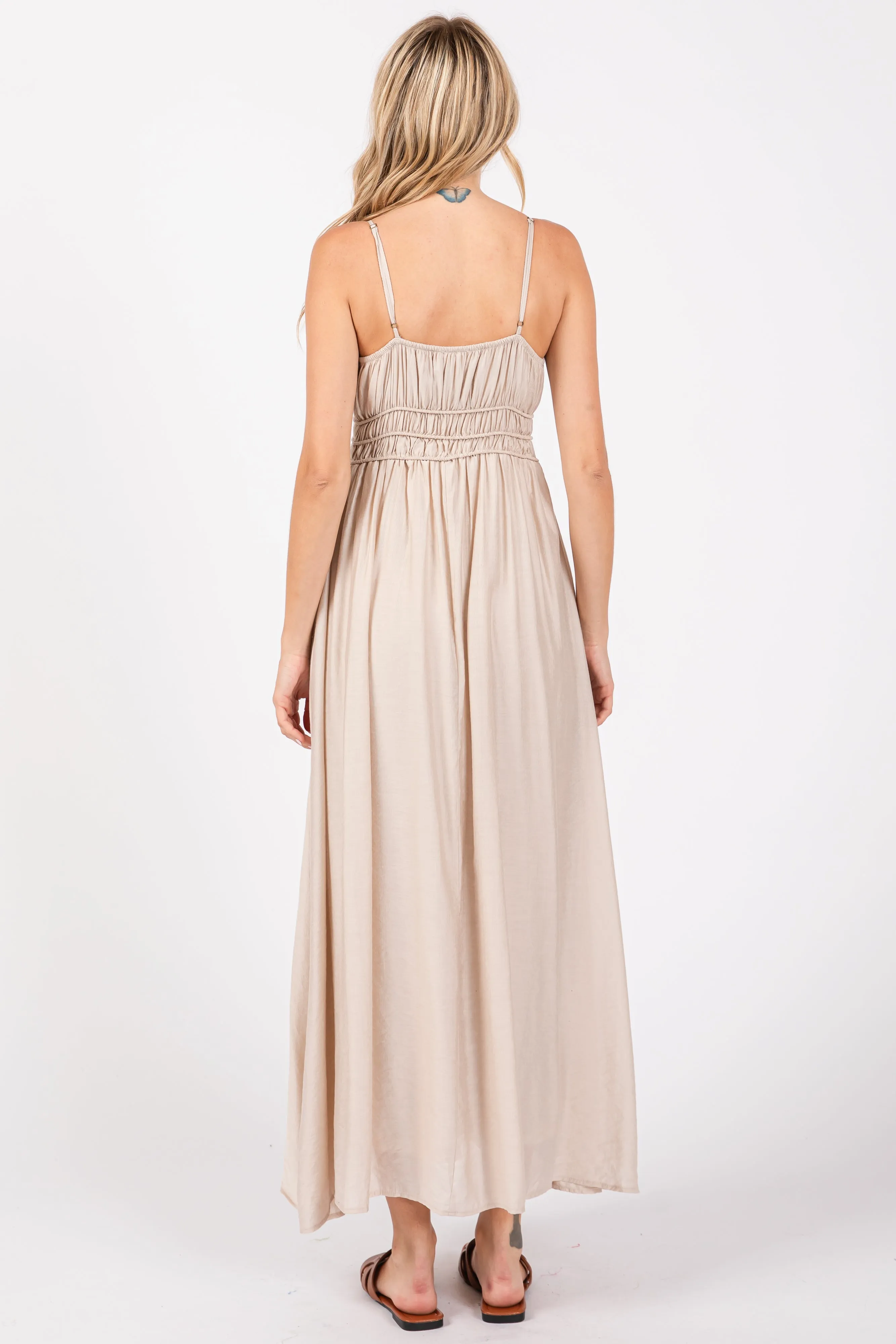 Beige Sleeveless Square Neckline Maxi Dress sold by Pinkblush product image thumbnail 3