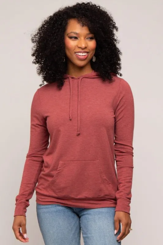Burgundy Soft Knit Pullover Hoodie sold by Pinkblush
