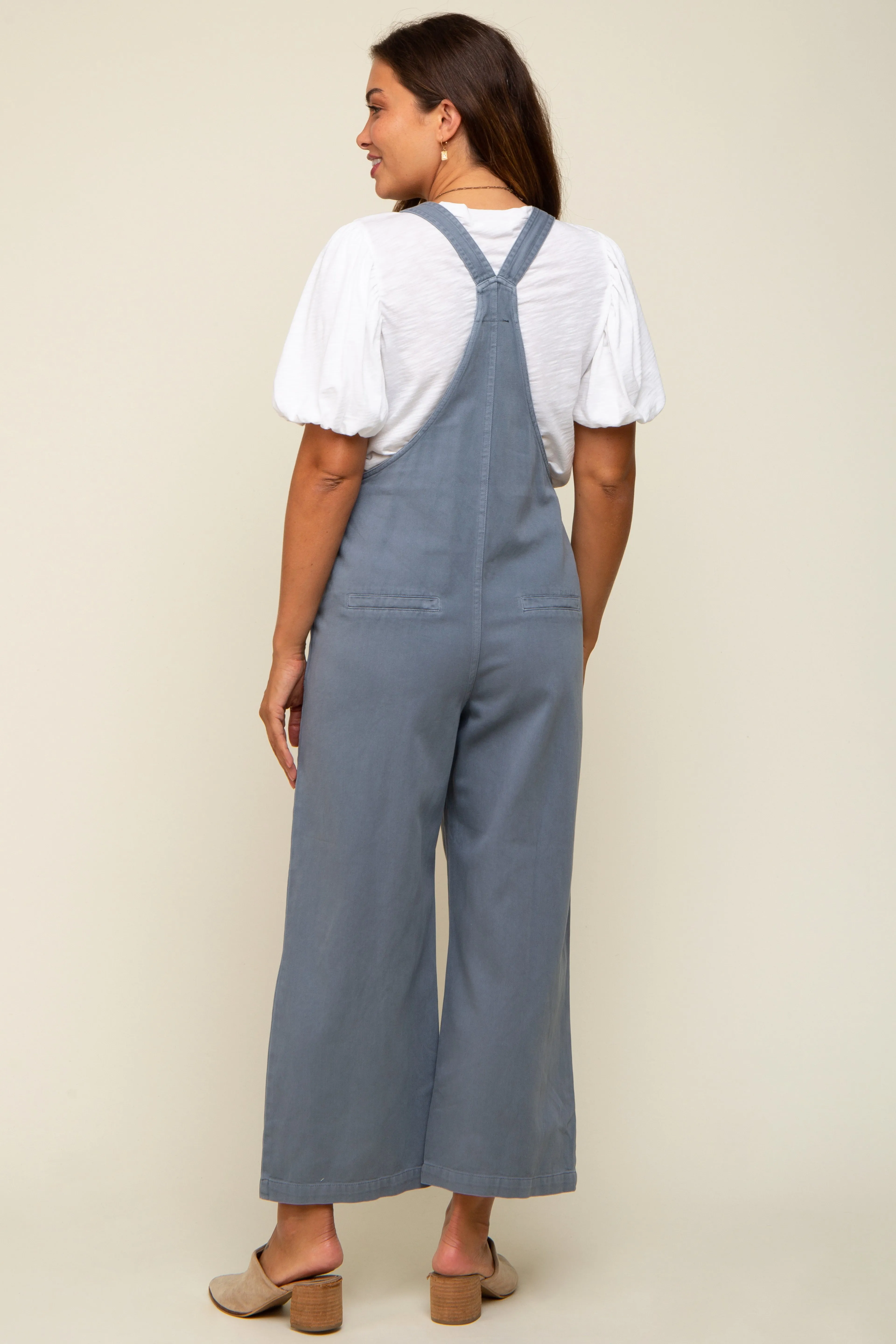 Blue Front Pocket Cropped Maternity Overall sold by Pinkblush product image thumbnail 3