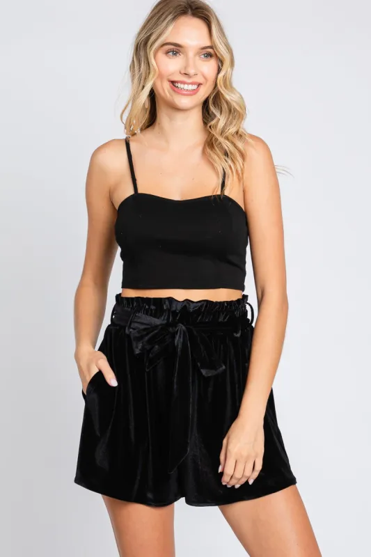 Black Velvet Sash Tie Shorts sold by Pinkblush