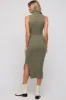 Olive Fuzzy Knit Sleeveless Turtle Neck Maternity Midi Dress sold by Pinkblush