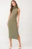 Olive Fuzzy Knit Sleeveless Turtle Neck Maternity Midi Dress sold by Pinkblush