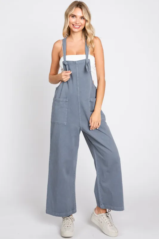 Blue Front Pocket Cropped Overall sold by Pinkblush